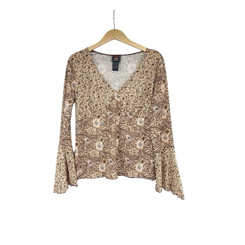 Vintage Y2K Route 66‎ Babydoll Style Floral Groovy Top Womens Large